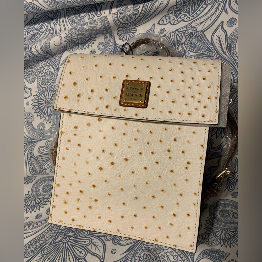 Dooney & bourke ostrich backpack in bone